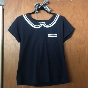 Navy blue Peter Pan collar